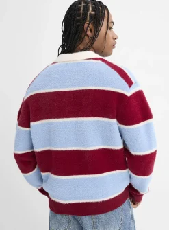 Fuzzy-knit rugby polo