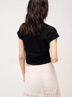 Fuzzy leopard print star fitted T-shirt