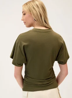 Gathered waist T-shirt