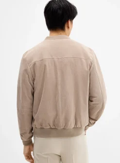 Genuine suede minimalist bomber jacket