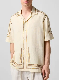 Geo embroidery cabana shirt