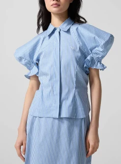 Gexy puff-sleeve striped shirt
