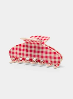 Gingham half-moon clip