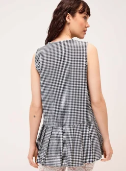 Gingham pattern button-up tunic