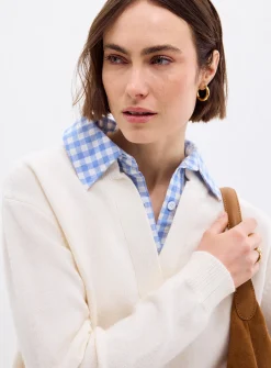 Gingham pattern fooler sweater