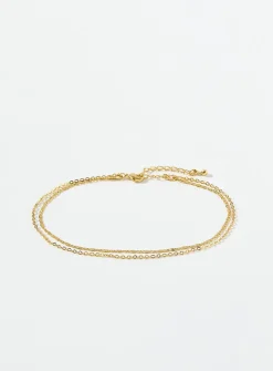 Gold double ankle chain