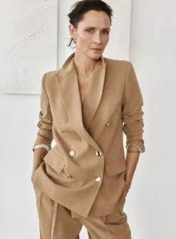 Golden-button double-breasted blazer