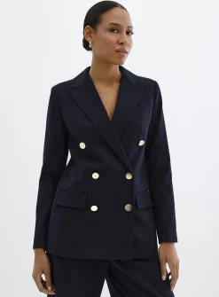 Golden-button double-breasted blazer