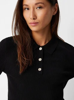 Golden buttons ribbed polo