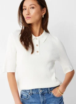 Golden buttons ribbed polo