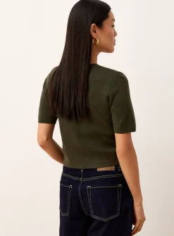 Golden buttons short-sleeve cropped cardigan