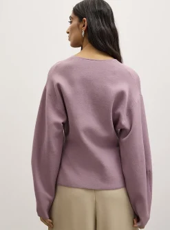 Golden buttons V-neck thick-knit cardigan