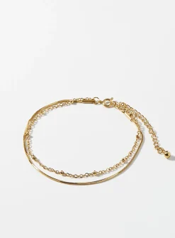 Golden double-chain bracelet