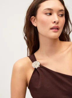 Golden jewel off-the-shoulder cami