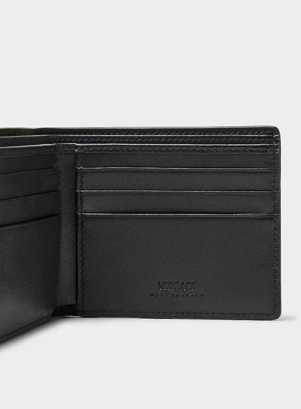Golden logo leather wallet