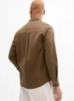 Graphic pleat officer-collar shirt