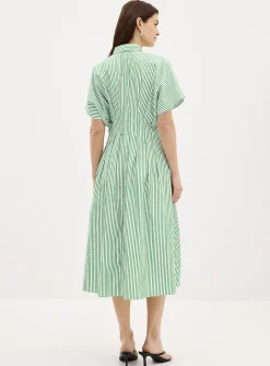 Green stripes shirtdress