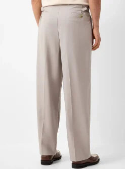 Greige double-pleated pant