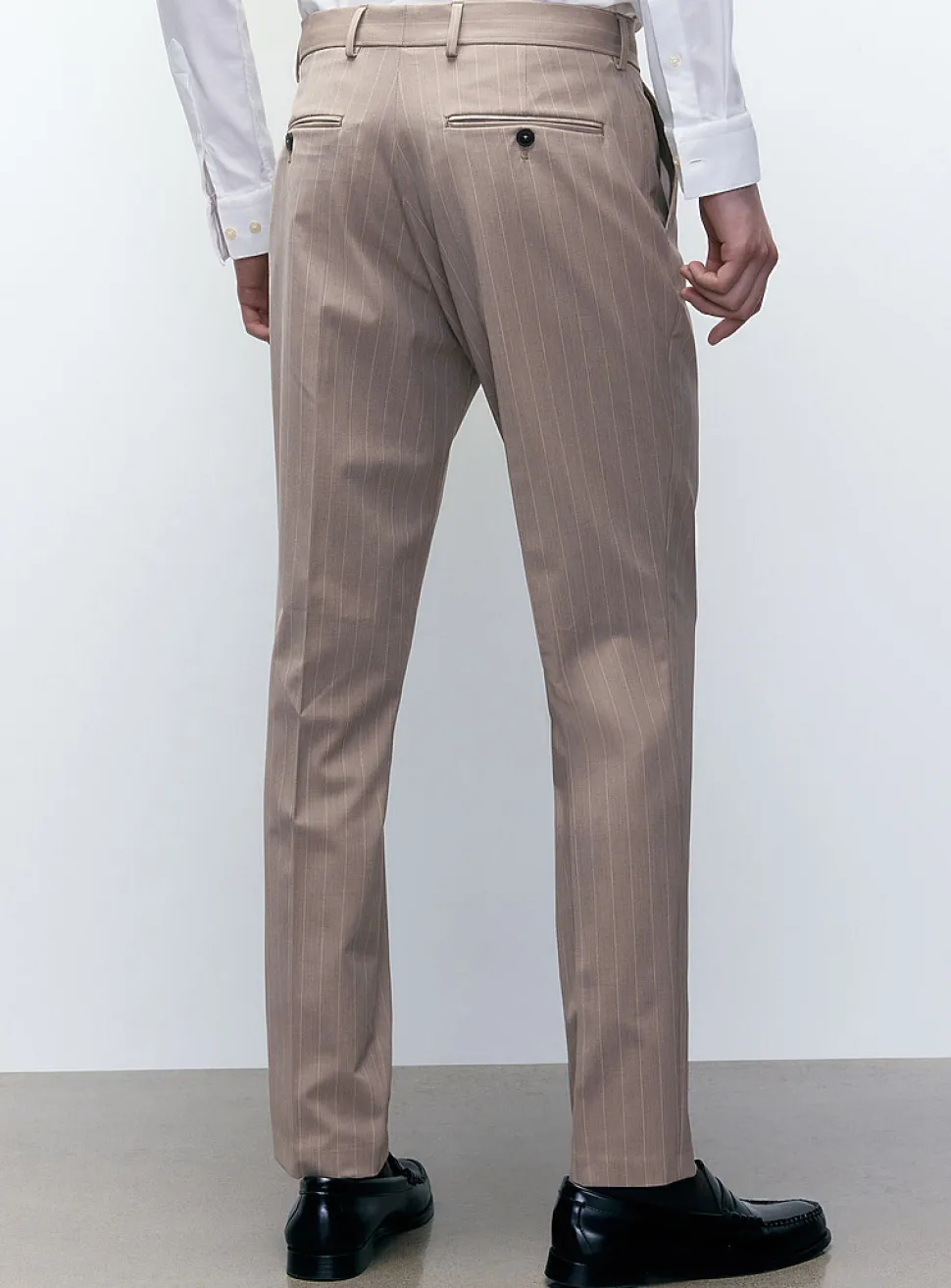 Greige pinstripe pant