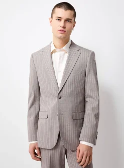Greige pinstripe suit
