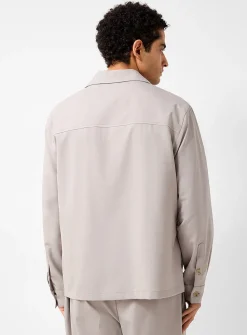 Greige virgin wool blend jacket