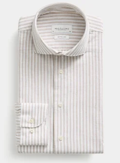 Grey stripe cotton-linen shirt