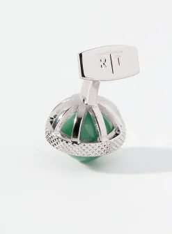 Gyrate aventurine swivelling cuff links