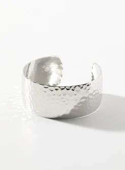Hammered metal open bangle