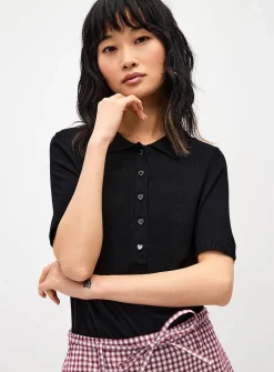 Heart buttons polo shirt