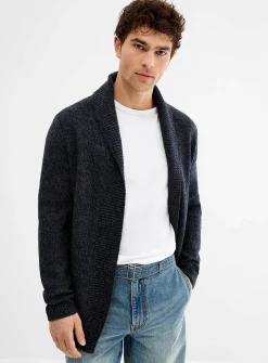 Heathered knit open cardigan