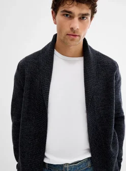 Heathered knit open cardigan