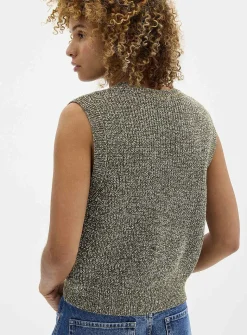 Heathered knit V-neck sweater vest