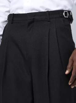 Heathered pleated pant