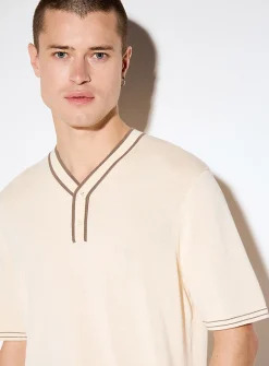 Henley V-neck sweater