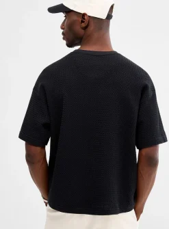 Herringbone textured knit T-shirt