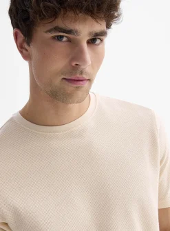 Herringbone-textured T-shirt