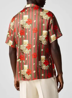 Hibiscus Club satiny cabana shirt