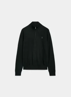 Honeycomb-stitch zip-neck sweater