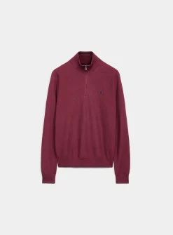 Honeycomb-stitch zip-neck sweater
