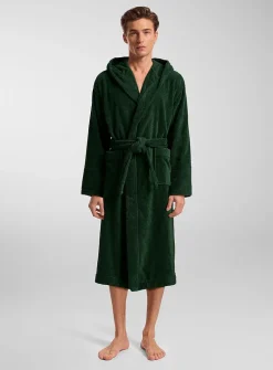 Hooded terry bathrobe