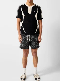 Ikat pointelle stripes short