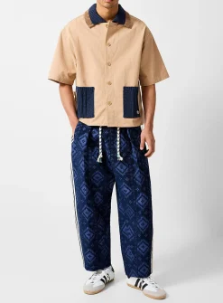 Ikat pointelle stripes track pant