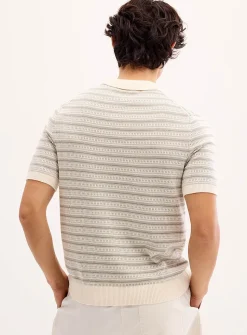 Jacquard knit Johnny collar polo