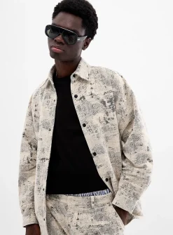 Jacquard velvet overshirt