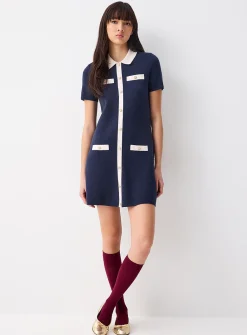 Jewel-button knit dress