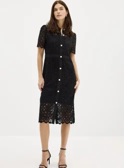 Jewel buttons guipure dress