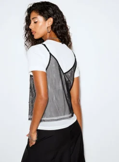 Jewelled diamond pattern V-neck cropped cami
