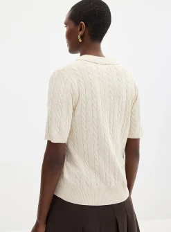 Johnny collar cable-knit sweater