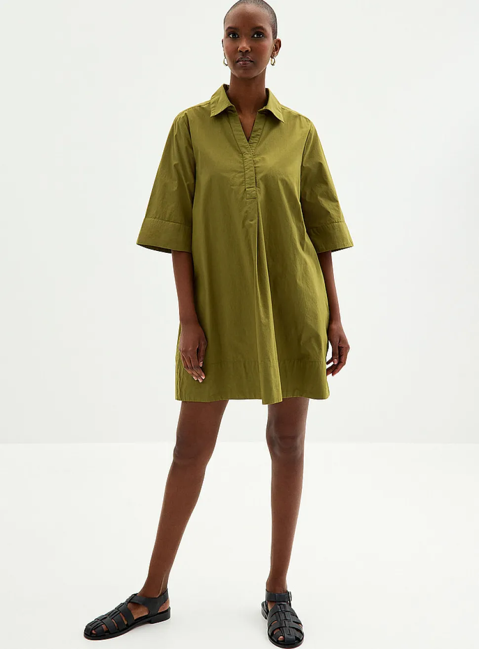 Johnny collar poplin dress