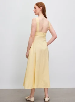 Kaia butter yellow open-back maxi dress
